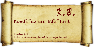 Kovásznai Bálint névjegykártya