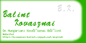 balint kovasznai business card